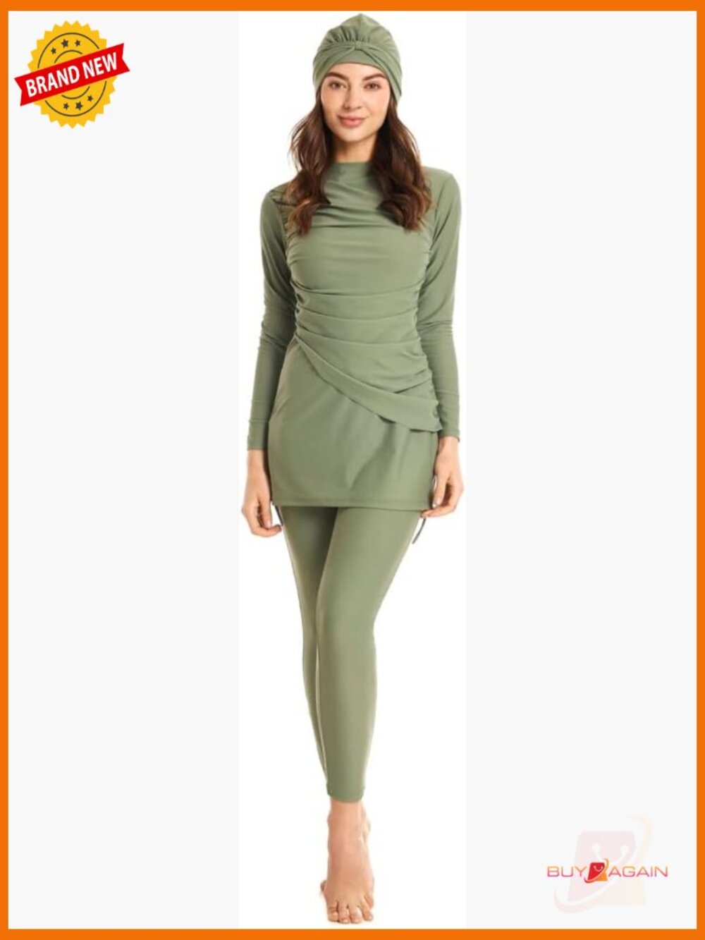 Full Coverage Burkini Modest Swimwear 3 Piece Long Sleeve Set UPF 50